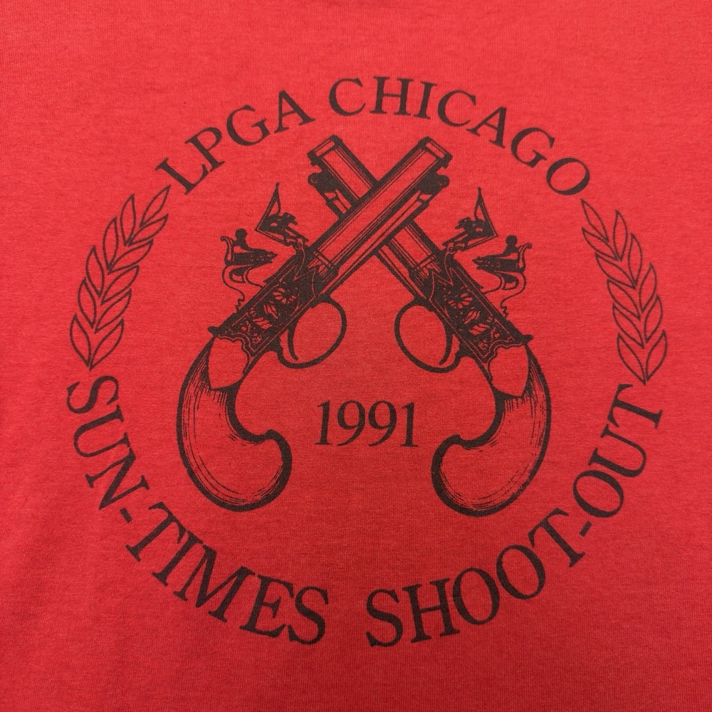 VTG 1991 LPGA Chicago Shoot-Out T-Shirt L Red Cellular One USA - Picture 3 of 10